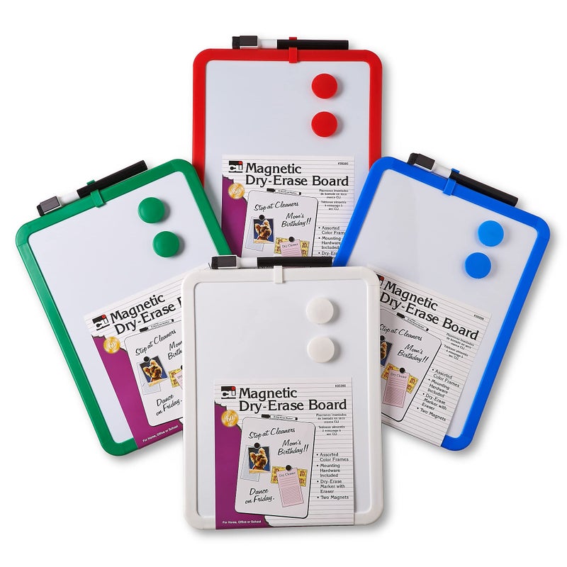 Charles Leonard Framed Magnetic Dry Erase Board with Marker & Magnets, Assorted Colors, 8.5" x 11" - Image 1